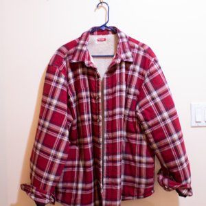Wrangler sherpa lined hooded plaid shirt jacket